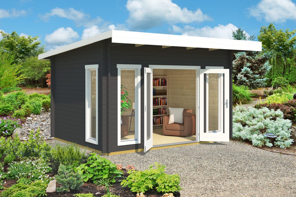 Barbados 3 log cabin with double-glazed windows and doors, ideal for use as a garden office or gym