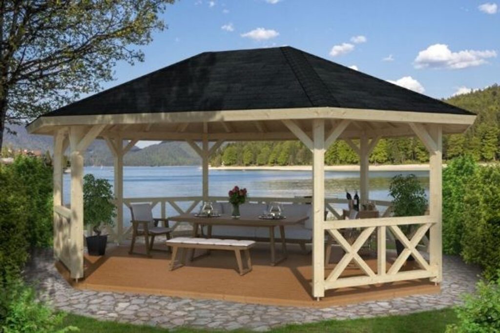 Betty 4 Gazebo with optional floor, perfect for outdoor dining or garden relaxation