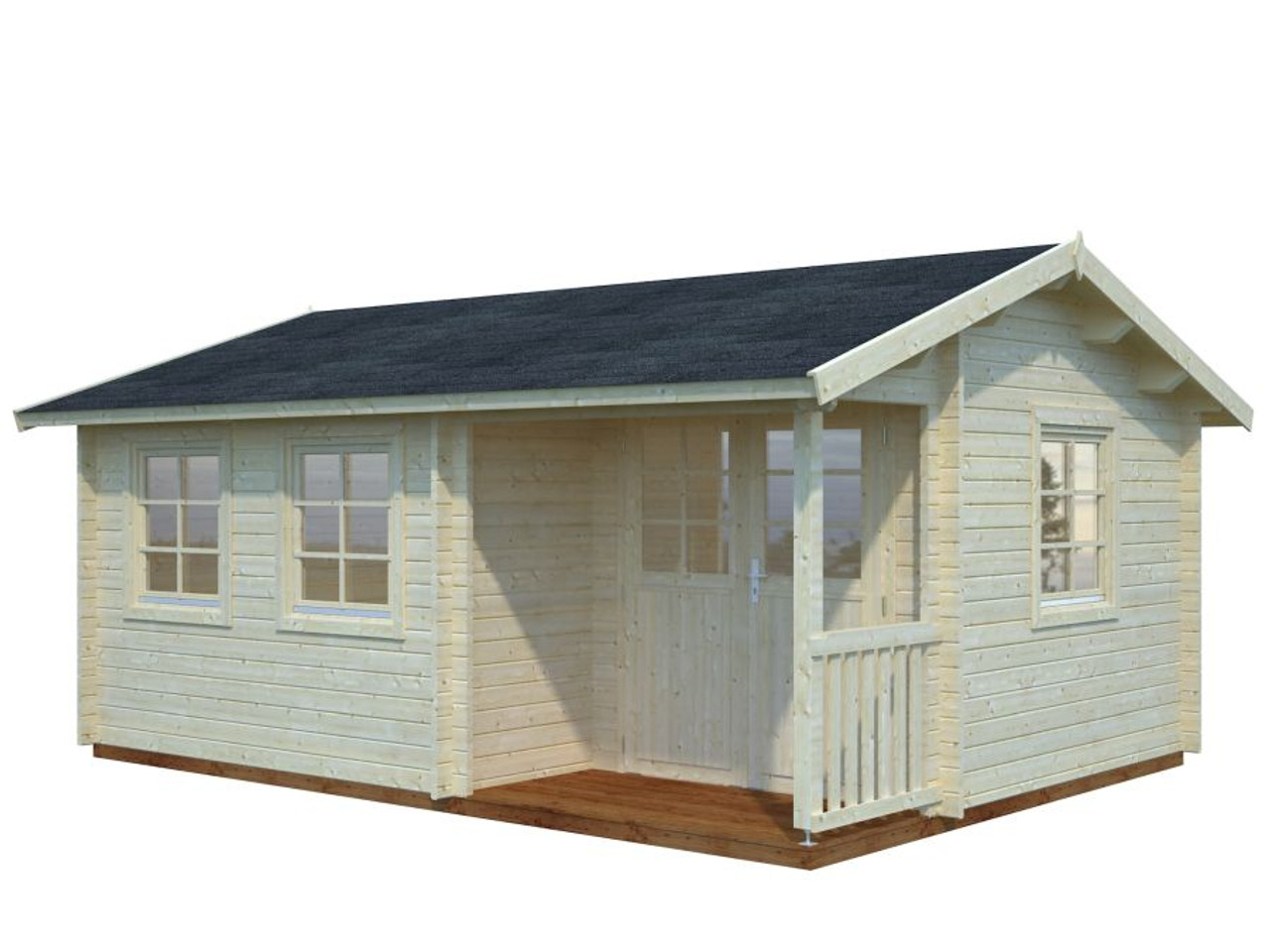 Susanna 2 Log Cabin with terrace, double doors, and windows – 5.1m x 3.8m traditional garden building