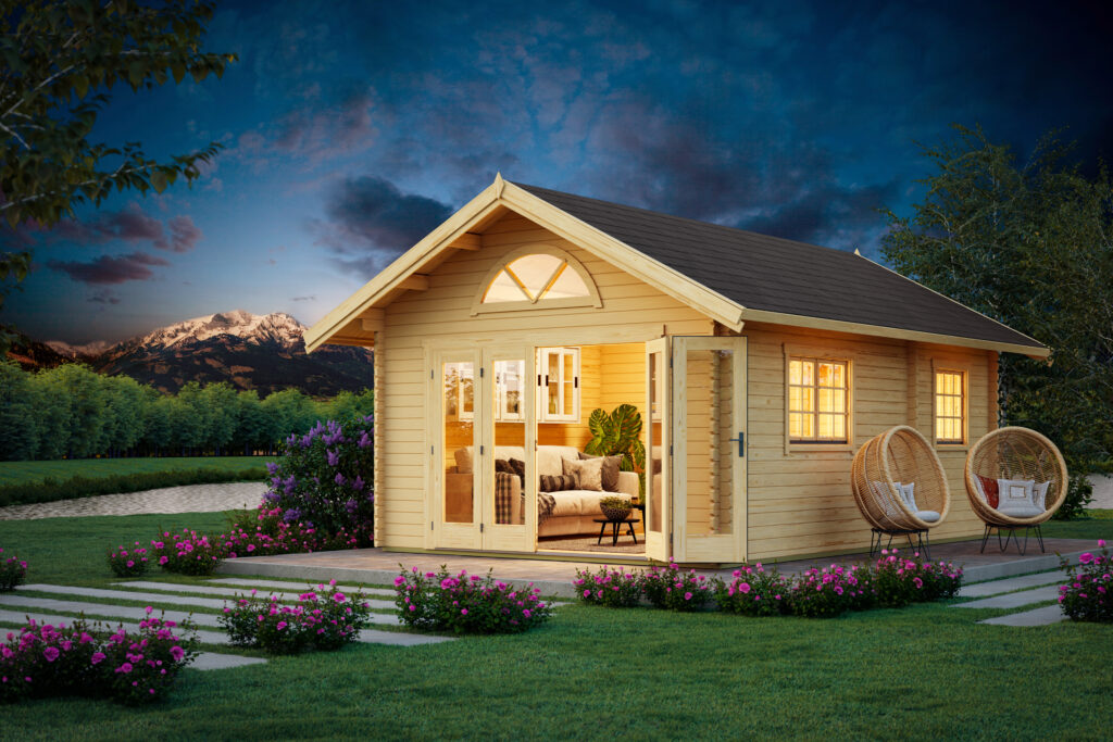 Caroline 2.3 Multi Room with Loft and Bifold Doors from Cabins Unlimited