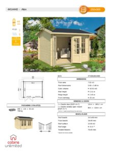 Alex Summerhouse From Cabins Unlimited Product Specification Sheet
