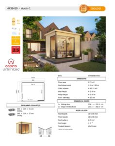 Austin 1 From Cabins Unlimited Product Specification Sheet