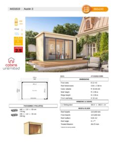 Austin 3 From Cabins Unlimited Product Specification Sheet