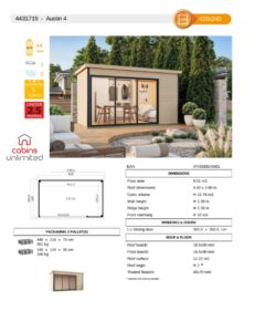 Austin 4 From Cabins Unlimited Product Specification Sheet