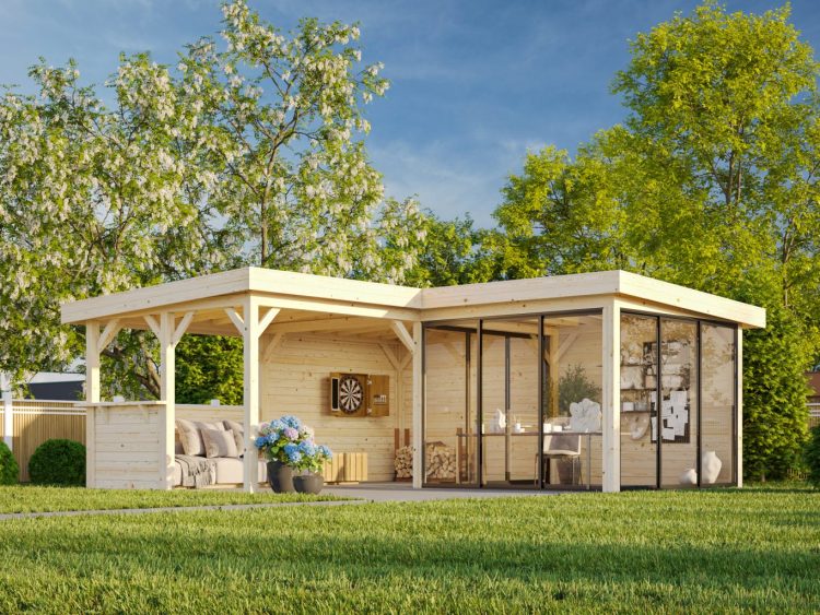 Lenna Slide 410 L Shaped Gazebo From Cabins Unlimited