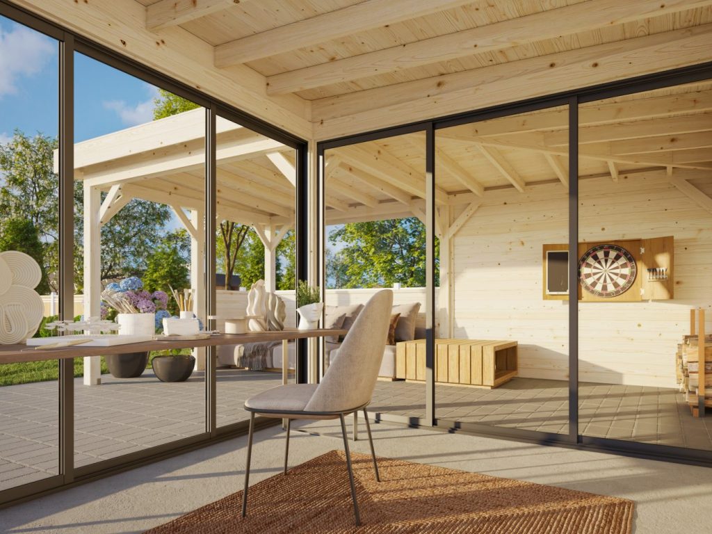 Lenna Slide 410 L Shaped Gazebo From Cabins Unlimited Inside