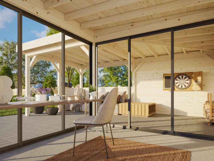 Lenna Slide 410 L Shaped Gazebo From Cabins Unlimited Inside