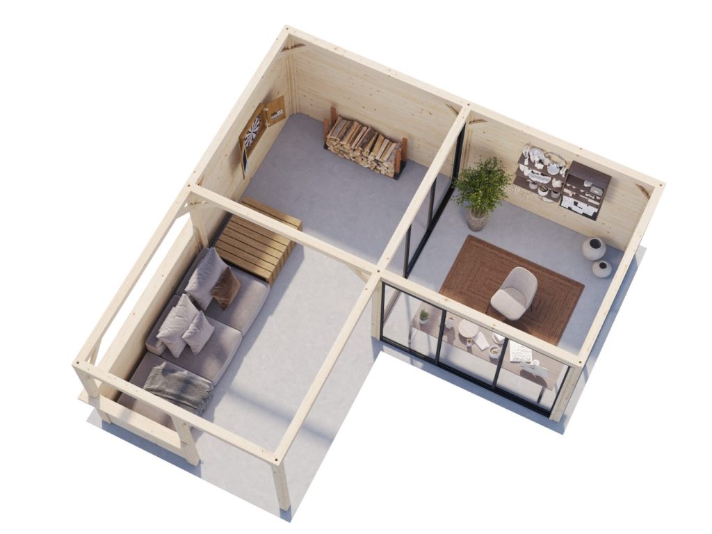 Lenna Slide 410 L Shaped Gazebo From Cabins Unlimited Overhead