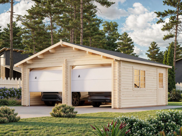Palmako Roger Double Garage From Cabins Unlimited With Sectional Doors 28.4m2