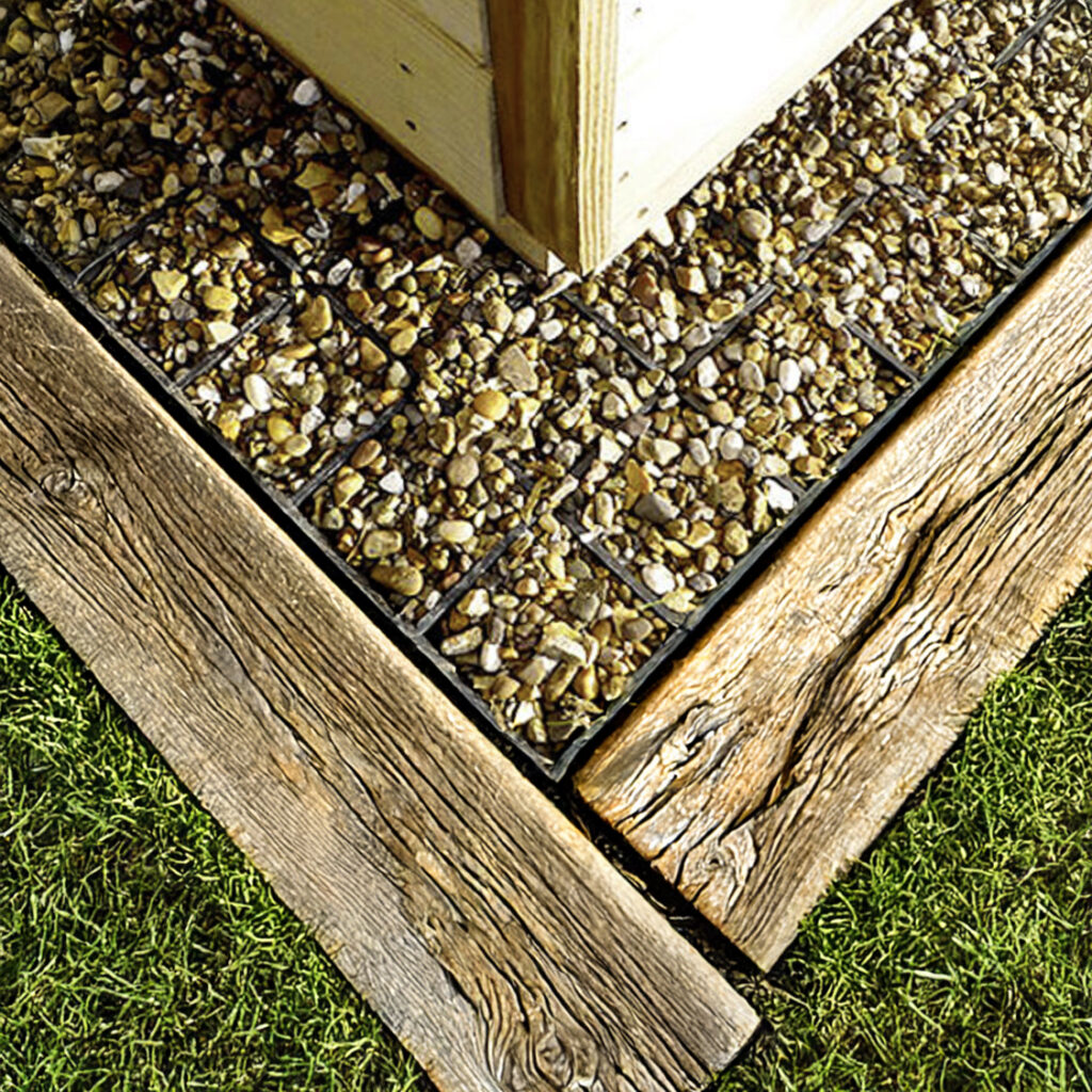 Probase with shingle with railway sleeper edging