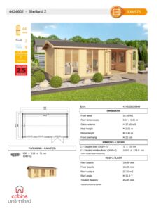 Shetland 44 Summerhouse From Cabins Unlimited Product Specification Sheet
