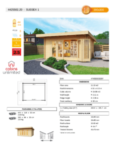 Sussex 1 From Cabins Unlimited Product Specification Sheet