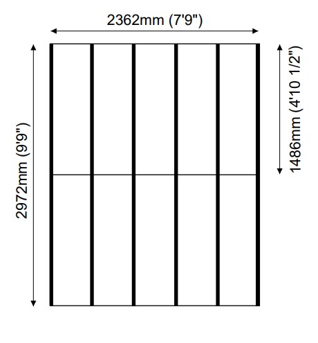 A black line drawing of a large shed or garage with vertical lines on a white background