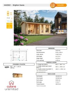 Brighton Sauna From Cabins Unlimited Product Spec Sheet
