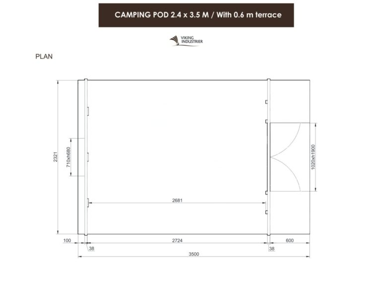 Camping Pod 2.4 X 3.5 With 0.6 M Terrace Plan