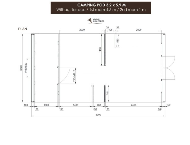 Camping Pod 3.2 X 5.9 Without Terrace Plan