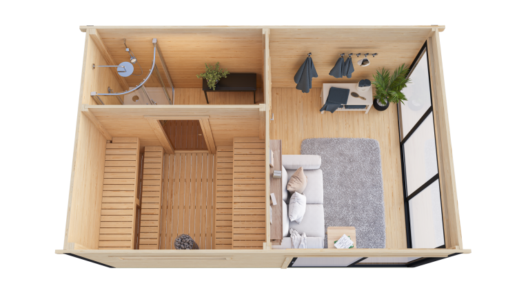 Domeo Sauna 1 From Cabins Unlimited Overhead View