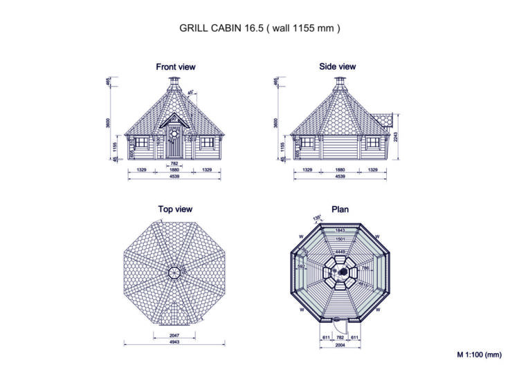 Grill Cabin 16.5 Standard Wall (wall 1155 Mm) Drawings