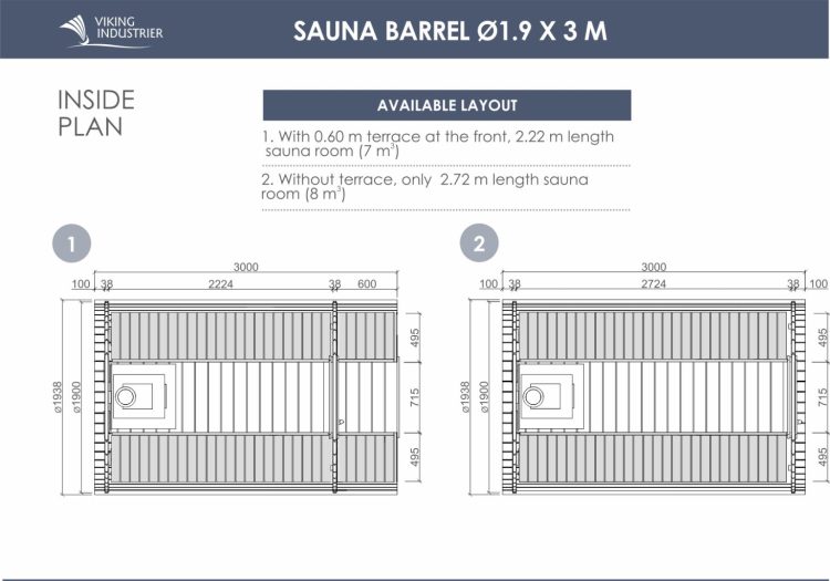 Sauna Barrel 1.9 X 3 Plan