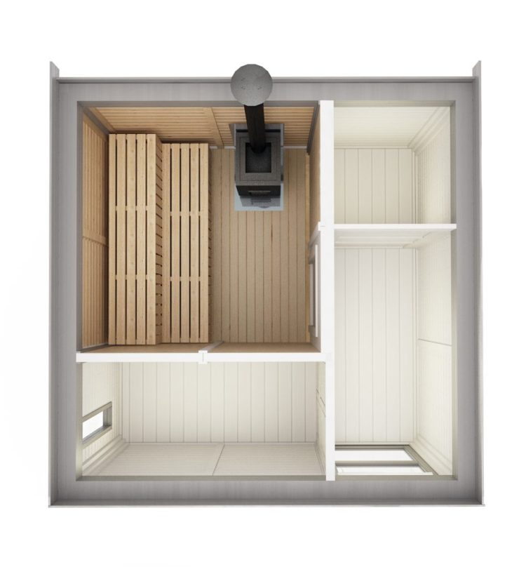 Sauna Cube 3x3 Front Top View