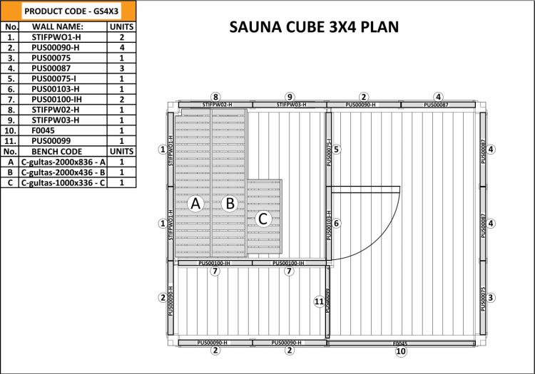 Sauna Cube 4 X 3 M With Lounge.plan With Panels