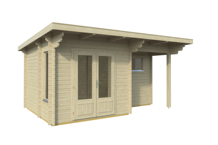 Ane Pent Roof 40mm Summerhouse With Side Veranda From Cabins Unlimited Unpainted