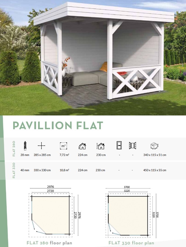 Corner Flast Roof Pavillion Gazebo From Cabins Unlimited Specs