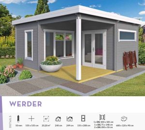 Werder 50mm Modern 5.35m X 5.35m Garden Studio With Covered Veranda From Cabins Unlimited