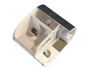 Anette 3.0 + 1.5 Oval Sauna From Cabins Unlimited Cut Out Image