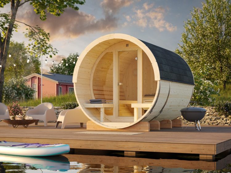 Anita 1.6 +0.7m Sauna With Glass Wall From Cabins Unlimited