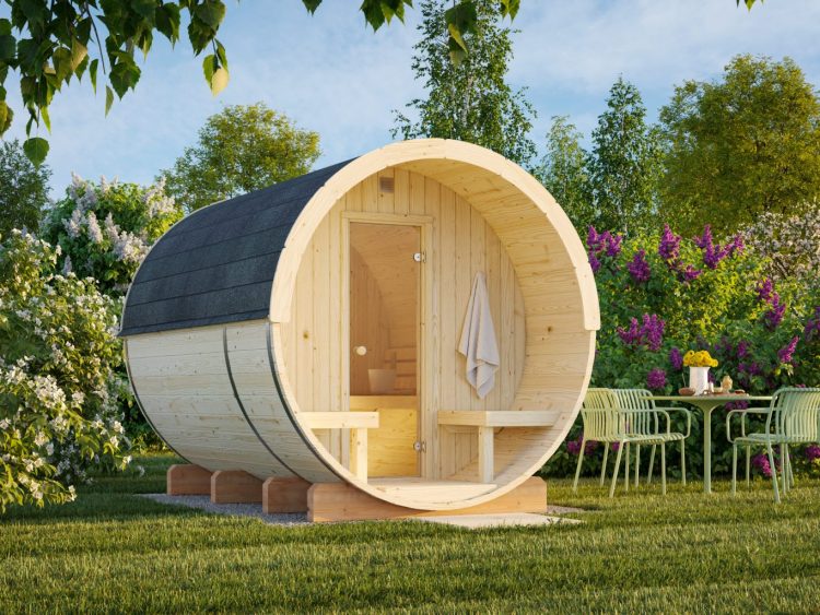 Anita 1.6 +0.7m2 Seating Area Barell Sauna From Cabins Unlimited