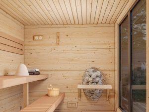 Grace Cube 5.3 Sauna From Cabins Unlimited Inside