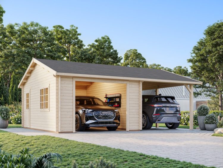 Roger Garage 1 19m2 With Side Carport Extension From Cabins Unlimited