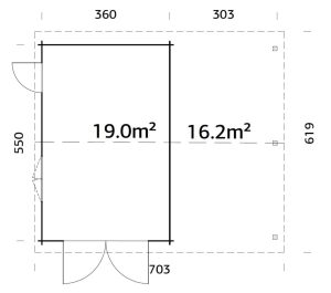 Roger Garage 1 19m2 With Side Carport Extension From Cabins Unlimited Base Plans With Garage On Left