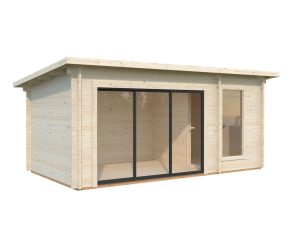 Sanna Sauna 12.8m2 Multi Room With Double Glazed Sliding Doors From Cabins Unlimited Sliding Doors On Left