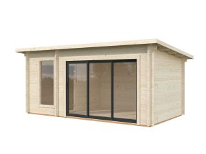 Sanna Sauna 12.8m2 Multi Room With Double Glazed Sliding Doors From Cabins Unlimited Sliding Doors On Right