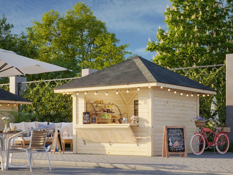 Bianca 104 8.3m2 Hipped Kiosk With Single Hatch From Cabins Unlimited