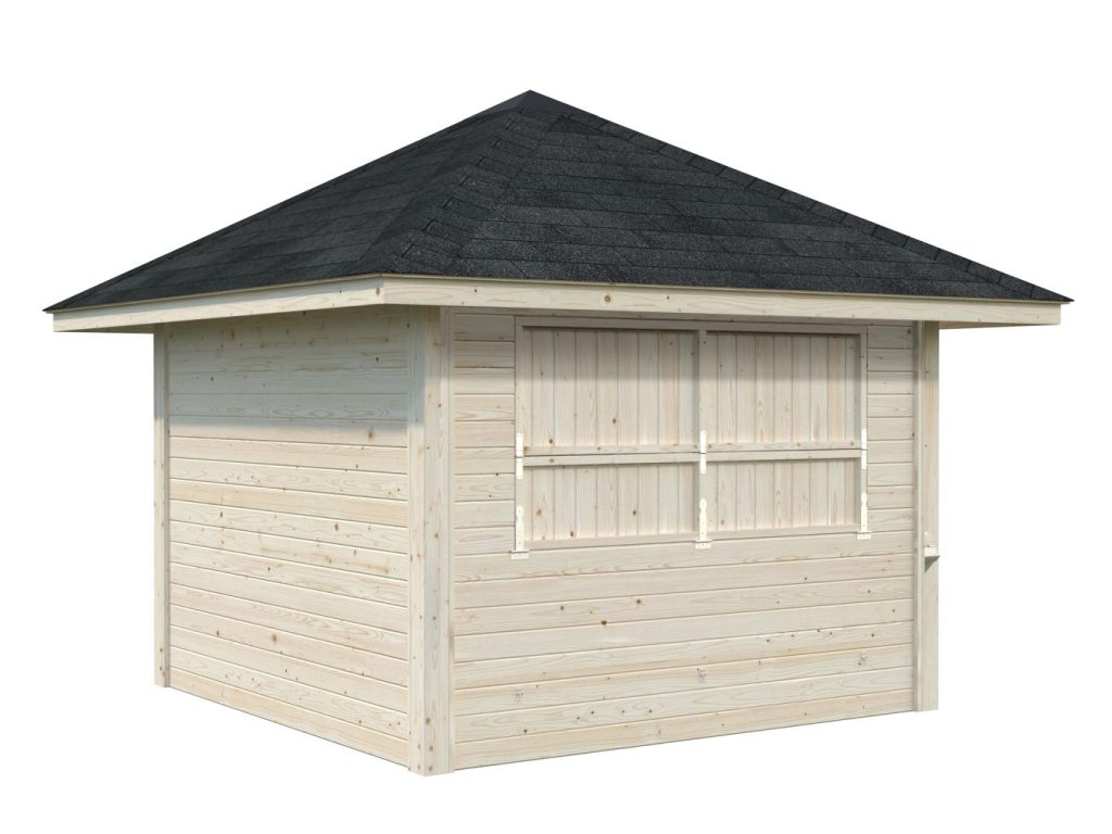 Bianca 104 8.3m2 Hipped Kiosk With Single Hatch From Cabins Unlimited Hatch Closed