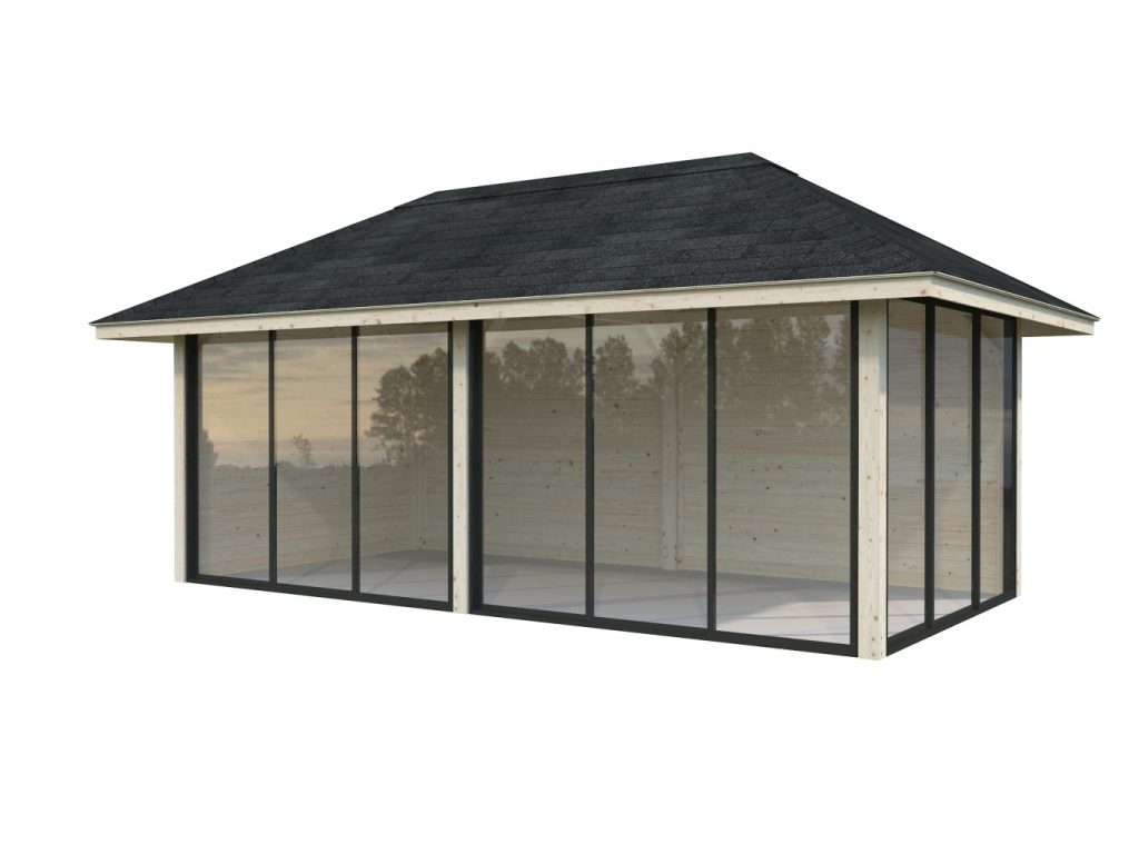 Bianca 202 Slide Gazebo Pavillion 16.6m2 From Cabins Unlimited Solid Wall Left
