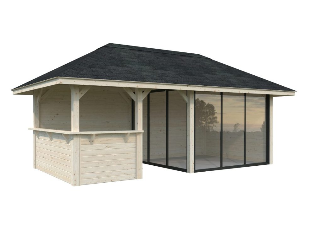 Bianca 207 Slide 16.6m2 Gazebo Combo From Cabins Unlimited Gazebo Left Copy