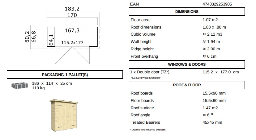 Kent 1.2 Pent Small Shed From Cabins Unlimited Specs