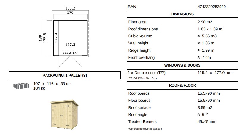 Kent 3.2 Pent Shed From Cabins Unlimited Specs