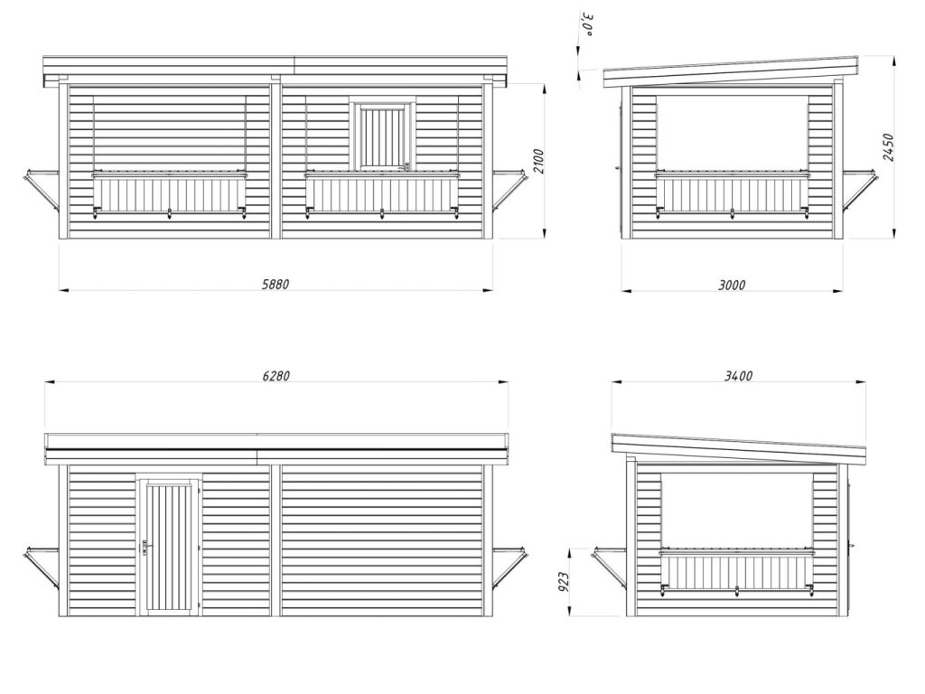 Lenna 31216.6m2 Pent Kiosk From Cabins Unlimited Dimensions