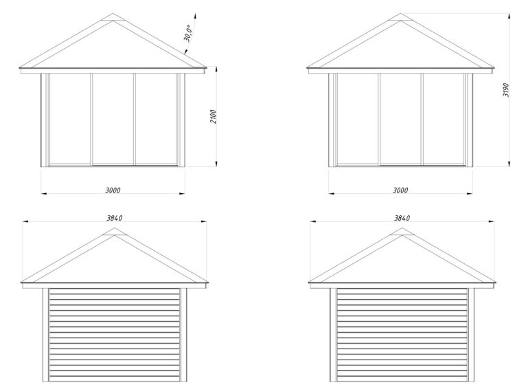 Palmako 201 Slide 8.3m2 Gazebo With Two Glass And Tow Solid Walls From Cabins Unlimited Measurements