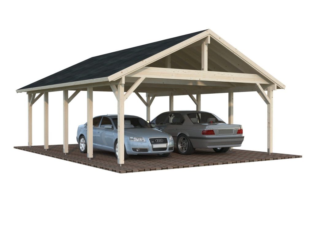 Robert Double Apex Carport 40.6m2 From Cabins Unlimited Natural Colour
